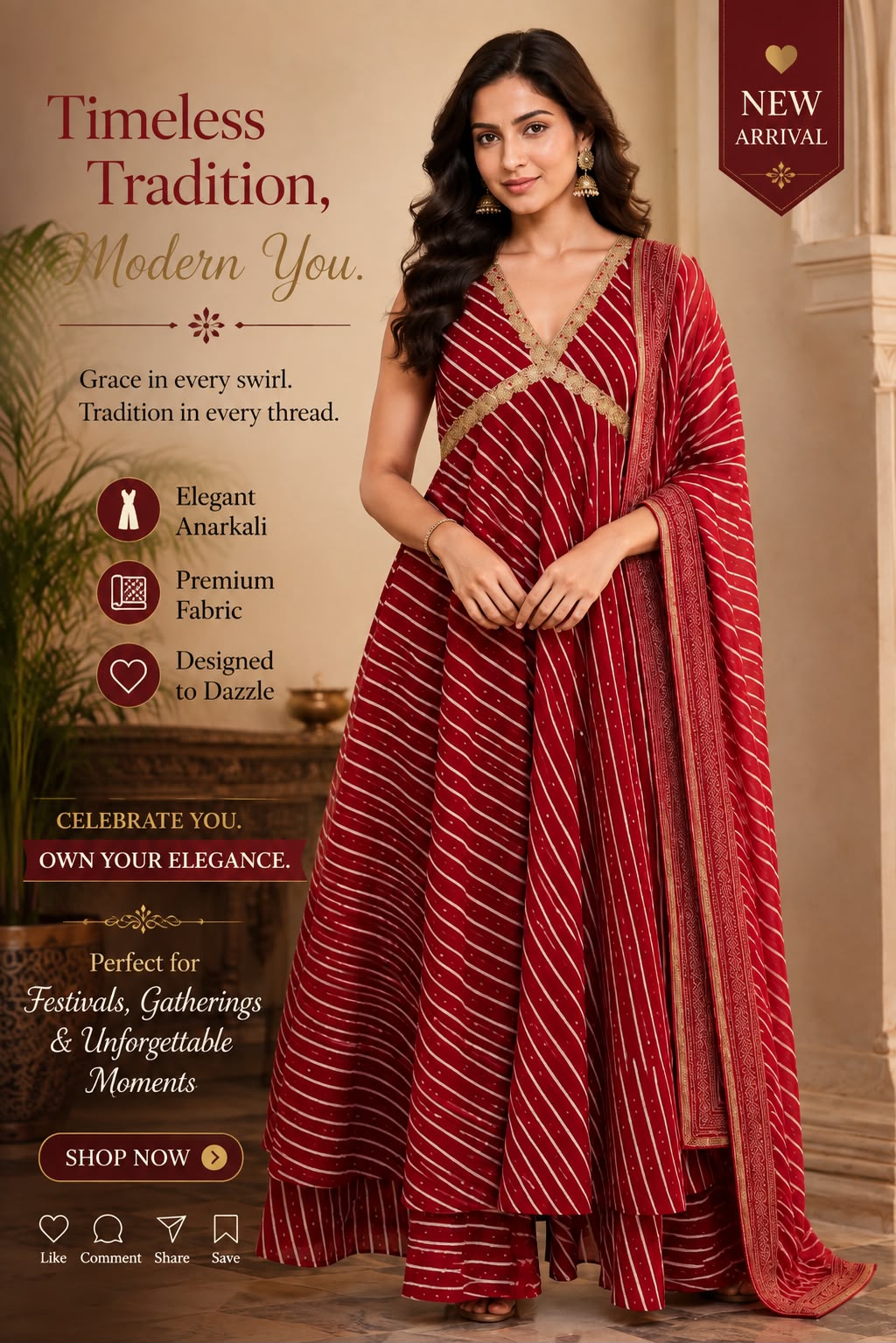Maroon Gota Patti Leheriya Anarkali Gown Set