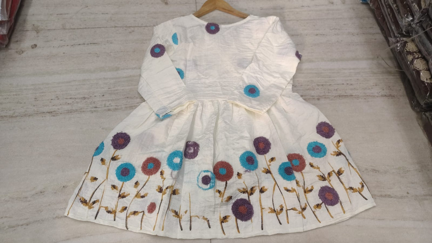 Ivory Embroidered Cotton Wrap Peplum Kurta
