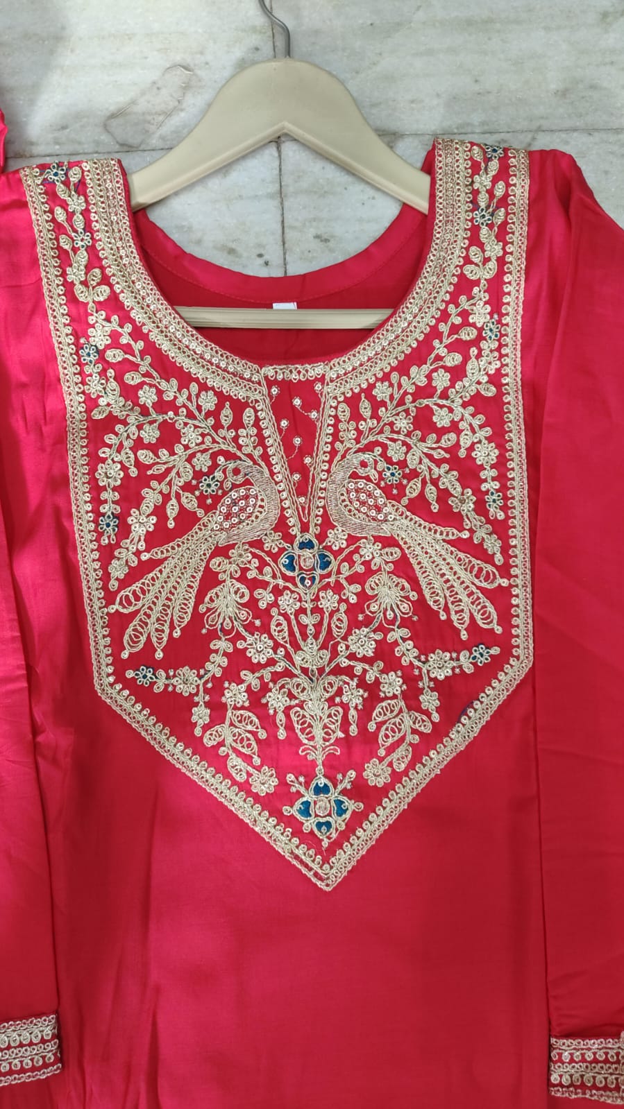 Pink Embroidered Kurta Pant Dupatta Set